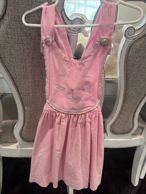 Shrimp and Grits Pink Kitty pinafore Dress - Girls size 5